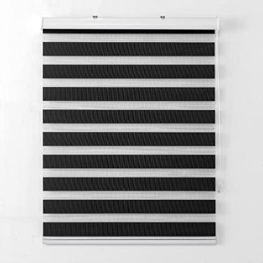 Imagem de Persiana Rolo Duplo Bandô Sunny Preto 160 (L) x 160 (A) Cortina Zebra Double Vision 1,60 X 1,60