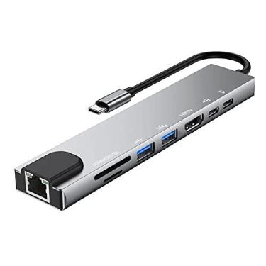 Imagem de USB C Hub Tipo-C Docking Station Adaptador Multiport com 4K HD RJ45 Ethernet USB 3.0 PD Leitor de Cartão SD TF Porta de Carregamento Compatível com Chromebook Matebook