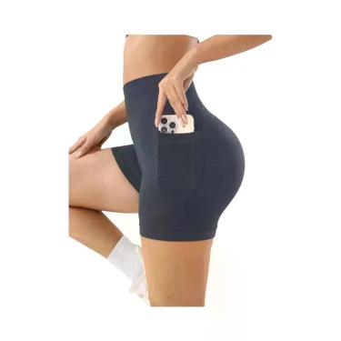 Imagem de Shorts De Yoga E Corrida Femininos De Cintura Alta, Respiráveis, Com D