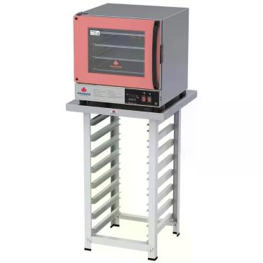 Imagem de Kit Forno Elétrico Progás Turbo Fast Oven Rosa 4 Esteiras PRP-004 Plus 110V E Mesa Suporte Forno