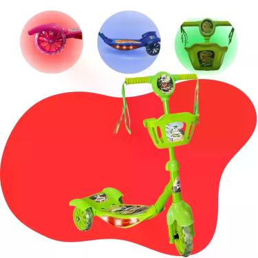 Imagem de Patinete Infantil 3 Rodas 99 Toys com Cesta e Luz LED Dinossauro, Unic