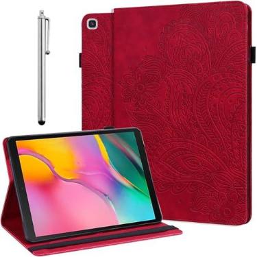 Imagem de ALILANG Capa para Samsung Galaxy Tab S5e 26.7 cm 2019 (SM-T720/T725/T727) com Stylus, vários ângulos de visualização, suporte de couro PU, capa flip para tablet Samsung Tab S5e - vermelha