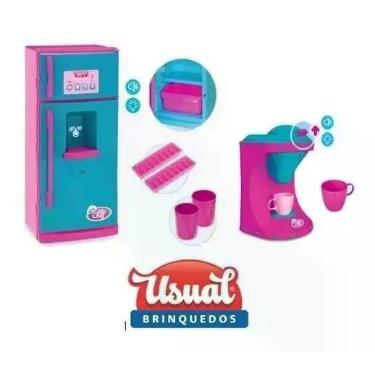 Imagem de Kit Brinquedo Infantil Geladeira E Cafeteira LeChef Cozinha - Usual Br