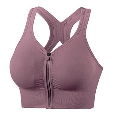 Imagem de Top Esportivo Feminino De Alto Impacto Com Suporte Total Para Ioga Para Treino Academia Com Zíper Frontal