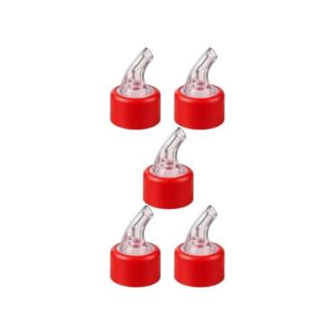 Imagem de Conjunto de 5 Bicos Dosadores para Azeite e Vinagre, 30mm, Compatível com Garrafas Borges, Hemmer, Andorinha,Vermelho