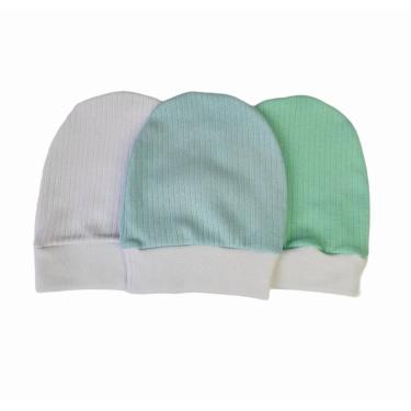 Imagem de Touca de Bebê kit com 3 gorros canelados - Confecções Castelo, Azul