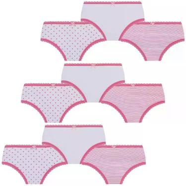 Imagem de Kit 9 Calcinha Lobinha Infantil Kids Lupo Algodão Estampada - M, Rosa,