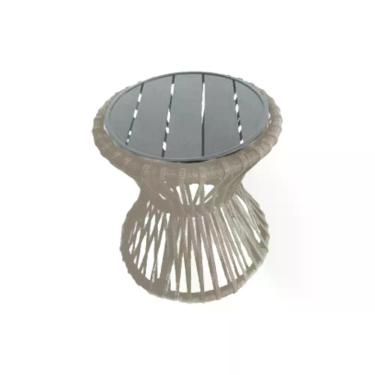 Imagem de Mesa De Centro Sol Em Corda Náutica E Base Em Alumínio Cinza 50cm Areia - Cor: Bege