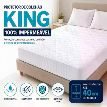 Imagem de Protetor de Colchão King Impermeável Matelado com Elástico em Toda Vol