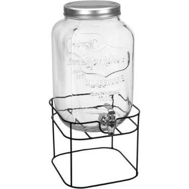 Imagem de Refresqueira Suqueira Com Suporte Metal Vidro 8l 45x21x21cm - HOME & C