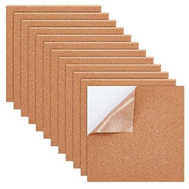 Imagem de BENECREAT 30 folhas de cortiça autoadesivas quadradas de 16 x 14 cm, mini placa de cortiça de parede com suporte adesivo para decoração de parede, suprimentos de festa e artesanato DIY, 1 mm de