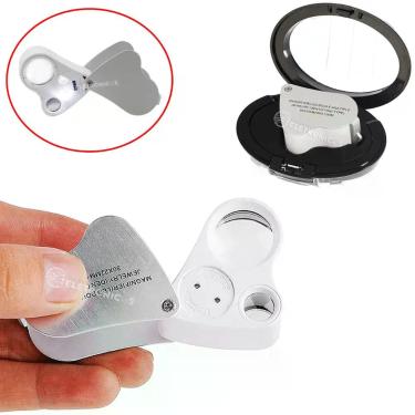 Imagem de Lupa Conta Fio 30x 60x Lente Dupla Com LED Branco Portátil Profissiona
