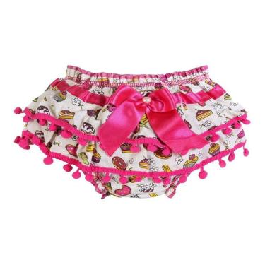 Imagem de Calcinha Bunda Rica Pompom Bebê Infantil Cobre Fralda Antialérgica Ata