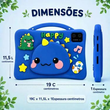 Imagem de Tablet Infantil Dinossauro Android 13 Com Alça Silicone - Iba Commerc