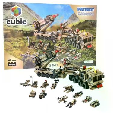 Imagem de Blocos de Montar Cubic City 12 em 1 Patriot Exército 555 Peças Brinque