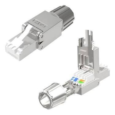 Imagem de 2 Conector Rj45 Cat7 Blindado Tool-less 10 Gigabit Ethernet - Generico