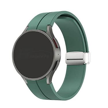 Imagem de Pulseira Silicone Fecho Magnetico Prata LTIMPORTS compatível com Galaxy Watch 7/6/6 Classic/5/5 Pro/4/4 Classic e Galaxy Watch FE (20mm) (Verde)