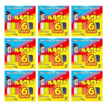 Imagem de Kit 9 Massinha De Modelar 6 Cores Magix 90g Multicolor