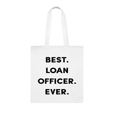 Imagem de Bolsa tote oficial de empréstimo, bolsa Best Loan Officer Ever (melhor agente de empréstimo, presente para agente de empréstimo, bolsa de ombro para agregado, bolsas reutilizáveis para agente de empréstimo, ideia de presente para presente de cesta de Natal de aniversário, Branco