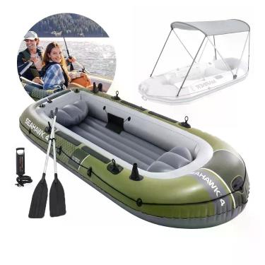 Imagem de Barco Bote Inflável Seahawk 4 351cm 400kg Capota Intex