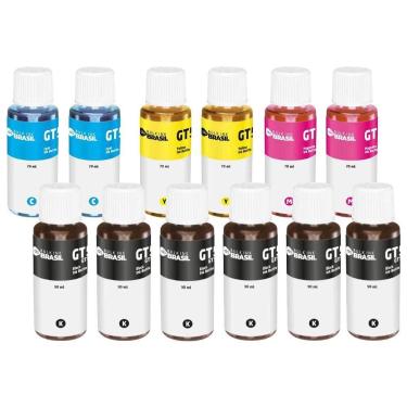 Imagem de kit 12 Refil de Tintas GT52 GT51/53 Compatível para impressora HP Seri