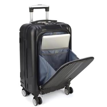 Imagem de Polo King Mala Bordo 10kg para Notebook, Rígida com Rodas Removíveis, Cadeado TSA, Tamanho Padrão ANAC, em ABS, Alça Retrátil em Alumínio, 4 Rodas 360 Graus Removíveis, Luxcel - Preta