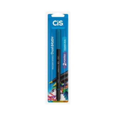 Imagem de Marcador Artístico Cis Dual Brush Fine Aquarelável Azul Oceano 0.8mm, 