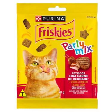 Imagem de Kit 3x Petisco Purina Friskies Party Mix para Gatos Adultos Sabor Carn