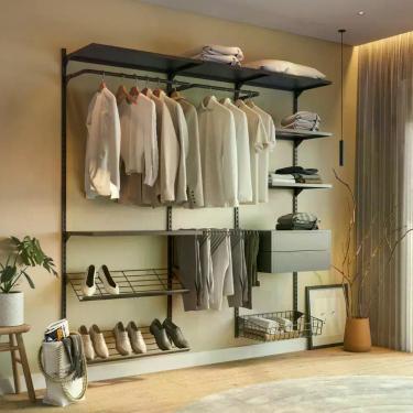 Imagem de Closet Aberto Modulado Casal 205cm Eminence Preto - Closet Home