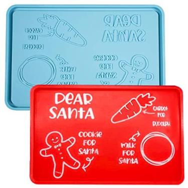 Imagem de FUNSHOWCASE Prato de biscoito de Papai Noel com resina epóxi e molde de silicone para véspera de Natal, grande, 29,5 x 19,3 cm