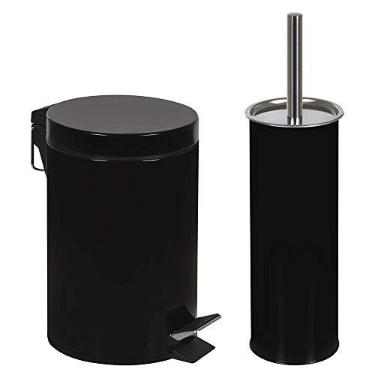 Imagem de Mor - Conjunto Ágata Lixeira e Escova Sanitária Preto 3 Litros