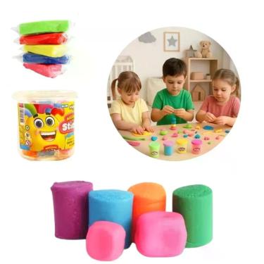 Imagem de Kit 10 Potes de Massinha com 5 Cores Vibrantes 75 Gramas Atóxico Textura Macia e Fácil de Moldar Sticky Toys