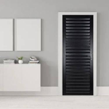 Imagem de Porta Vestiário Alumínio Palheta Preta 170x70 Com Fechadura - Fort Por