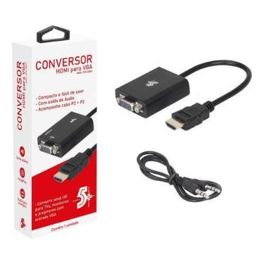 Imagem de Adaptador Conversor HDMI Para VGA 20cm Com Áudio P2 Pix - 5+