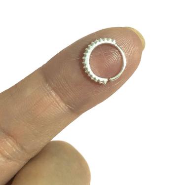 Imagem de Piercing Argola Cravejada 9mm Prata 925 Hélix Narix - For Gift Store
