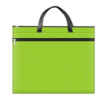 Imagem de NALEINING Bolsa de documentos de tecido Oxford, design com zíper, impermeável, bolsa de armazenamento portátil para desenho de esboço A3, 44 cm x 34 cm (03 verde)