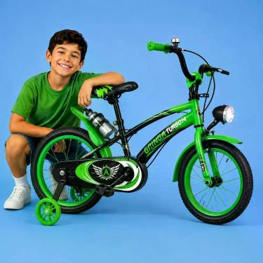 Imagem de Bicicleta Infantil Aro 20 Old School Verde 6 a 10 Anos LED Pneu Grosso