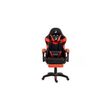 Imagem de Cadeira Gamer Rise Mode X06, Ângulo Ajustável, Apoio Para os Pés Retrátil, Preto e Vermelho - RM-CG-X06-BR