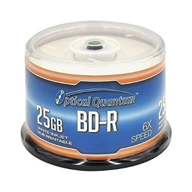 Imagem de Optical Quantum OQBDR06WIP-H-50 6X 25 GB BD-R Branco Inkjet Impressão Camada Única Blu-Ray Gravável Mídia em Branco, 50 Discos