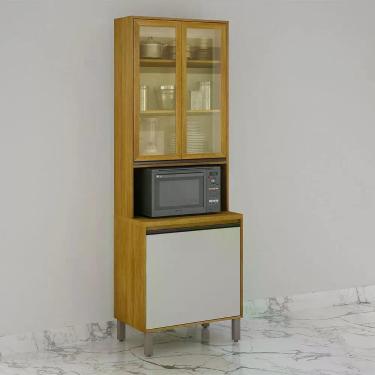 Imagem de Paneleiro Cristaleira Nala 2 Portas P Microondas Mobilihouse Cinamomo/off White