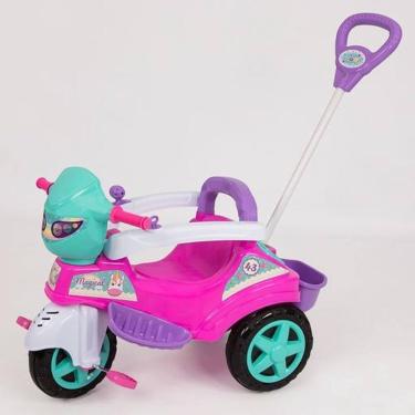 Imagem de Triciclo Rosa para Passeio com Empurrador - Menina - Maral