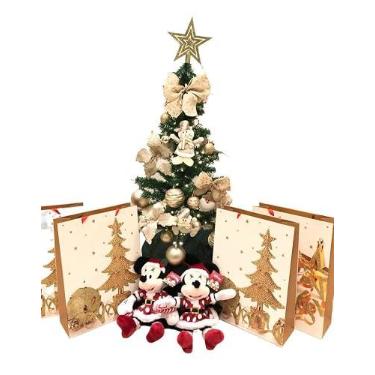 Imagem de Árvore de Natal Com Efeites e Pisca Pisca de Led 1,20mt 100 Galhos (Dourado, 127V)