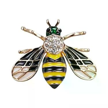 Imagem de Broche De Abelha Unissex Feminino Com Strass E Pérolas, Alfinete De La