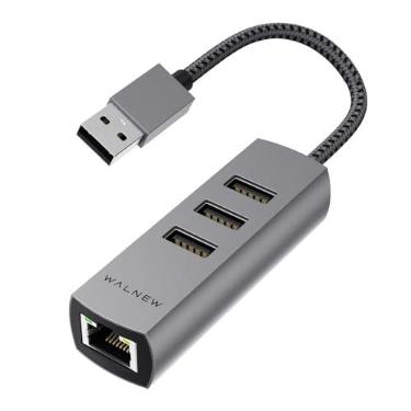 Imagem de Adaptador USB-C para Ethernet, adaptador WALNEW USBC para LAN RJ45, conversor de cabo de rede Gigabit Cat para tipo C Thunderbolt 3 para Mac, MacBook Pro/Air, Samsung Galaxy Tab (Ehternet + porta