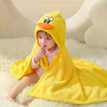 Imagem de Toalha de Banho Bebê Cobertor de Bebê 95x65cm Felpuda Capuz Infantil R