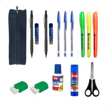 Imagem de Kit Escolar Estojo Caneta Corretivo Lapiseira E Mais Itens - Darujo