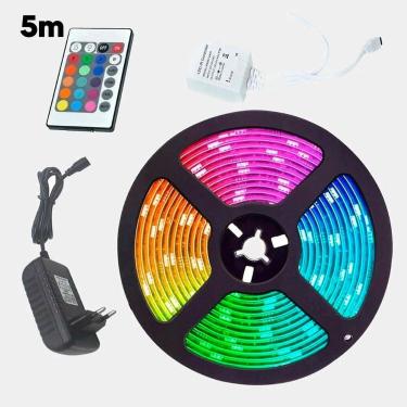Imagem de Fita Led Rgb 5m Luz Digital Controlador Decoração Colorido - LED 5M