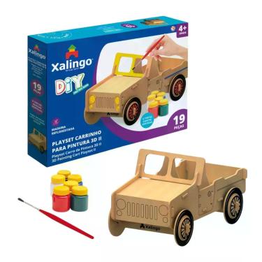 Imagem de Playset Carrinho 3D para Pintura 19 Peças Brinquedo Infantil Xalingo -