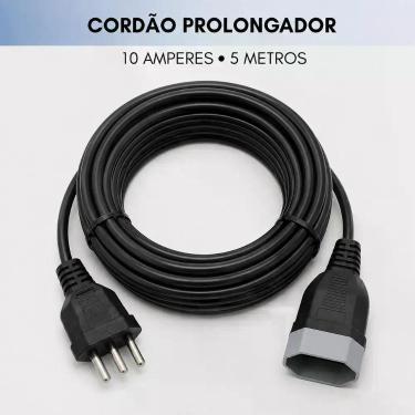 Imagem de Cordão Prolongador Tripolar 5 Metros Notebook Computador Ventilador Im