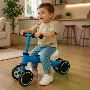 Imagem de Bicicleta Infantil de Equilíbrio Azul para Crianças a Partir de 1 Ano com Certificação INMETRO